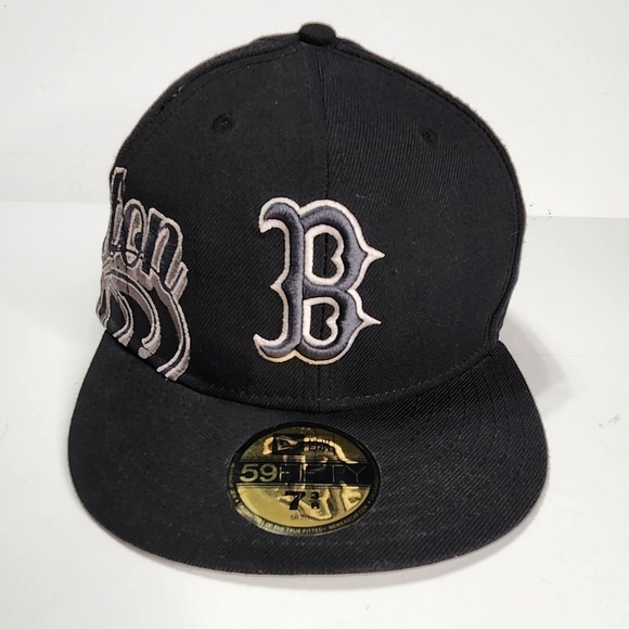 Boston Red Sox Hat Fitted 7 3/8 Vintage Wool Script Baseball Cap New Era MLB - Picture 2 of 14